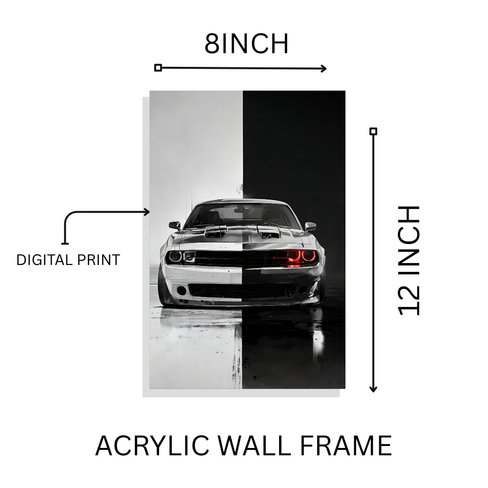 Djane Studio Acrylic Wall Frame | Premium Acrylic Car Wall Frame for Living Room, Bedroom, Office & Gaming Room | Modern Home Décor | Pack of 1 | Size 12x8 Inch